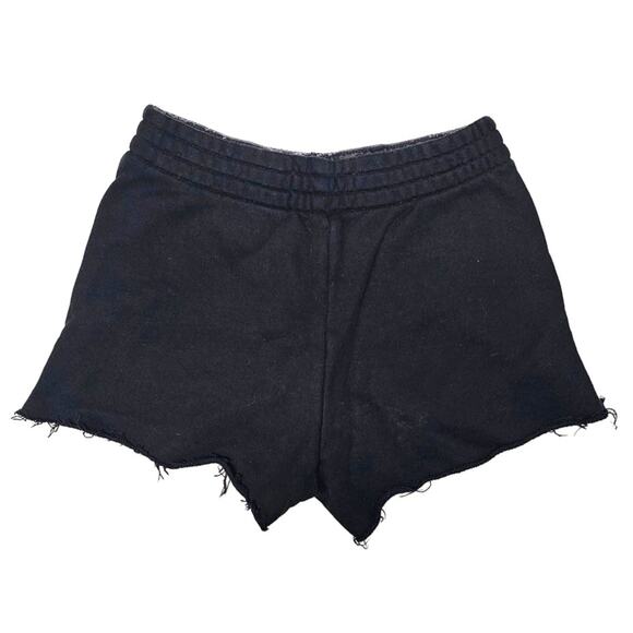 Alexander Wang Denim Jean Shorts Bite Clash, Black Denim Front Fleece Back Sz 26 - Picture 4 of 8